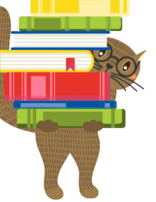 Raccoon holding books